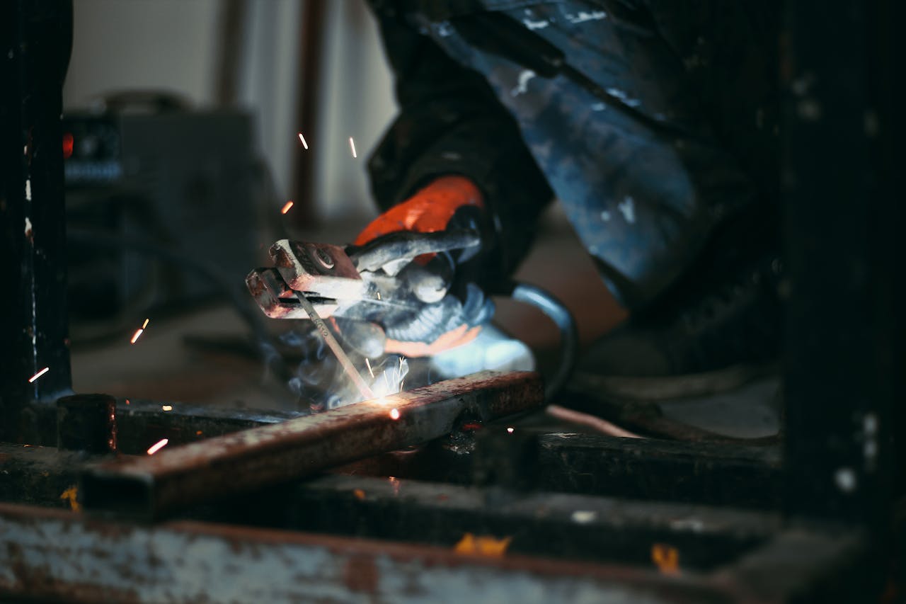 Focused shot of a welder
